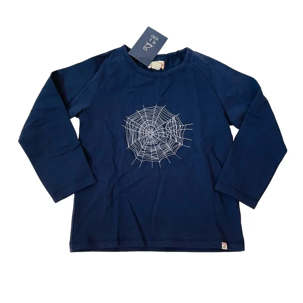 NWT Me & Henry 12Y Navy Spider Web Raglan